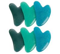 POPETPOP Set da 6 Raschietti per Massaggio Gua Sha in Resina, Forme Cuore, Colori Blu Scuro e Verde Smeraldo, Strumenti Compatti per Massaggi Viso, Occhi e Corpo, Bordi Lisci per Uso