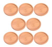 POPETPOP Set da 8 Sottovasi Rotondi in bambù Beige per Contenitore per Piante, Antigoccia e Resistente, per Ambienti Come Vassoio Decorativo per Piante