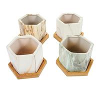 POPETPOP Set di 4 Vasi in Ceramica con Stampa Marmo per Piante da per Casa Ufficio Fioriere