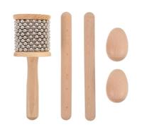 POPETPOP Set di Cabasas e Ritmo Migliorato a Forma di Uovo in Legno e Metallo Color Kaki, Volume Ottimizzato per Lezioni e Insegnamento Mobile