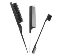 POPETPOP Set di Pettini a Coda Neri in Plastica per Acconciature Professionali e Uso Trucco, Multifunzione per Casa e Salone, 3 Pezzi