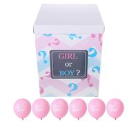 POPETPOP Set per Rivelazione del Sesso con Scatola e 6 Palloncini Rosa in Elio per Shower, Decorazioni per Festa di Nascita, Montaggio Semplice e Materiale Sicuro