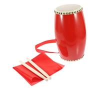 POPETPOP Set Tamburo a Cintura in Pelle Bovina 12 Cm Bacchette, Cinghia e Fazzolettino Per Spettacoli Tradizionali e Balli Di Piazza, Strumento a Percussione a Mano Resistente e Durevole