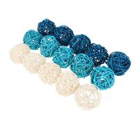 POPETPOP Sfere di Rattan e Vimini 15 Pezzi Bianche e Azzurre 5 CM per Accessori Aromaterapia e Riempitivi Vasi per Decorazioni Soggiorno e Cucina