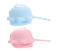 POPETPOP Spazzola da Bagno per Ragazzo Ragazza Dispenser Shampoo e Massaggio, in Silicone e Abs, 2pezzi per Pulizia Gentile e Facile da Lavare