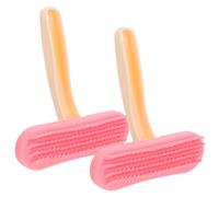 POPETPOP Spazzola per Conigli in Silicone Rosa 2 Pezzi Testina Sagomata ad Arco per Rimozione Efficiente dei Peli e Massaggio Ergonomico per Conigli Adulti