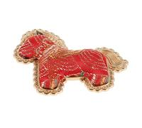 POPETPOP Spilla Anno del Cavallo in Rame e Poliestere Rosso, Accessorio Versatile e Portafortuna per Capodanno Cinese e Festa di Stagione