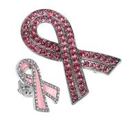 POPETPOP Spilla da Petto a Nastro in Lega con Strass 2 Pezzi per Sensibilizzazione Cancro al Seno, Spille da Bavero da Donna per Eventi di Beneficenza e Supporto alla Salute