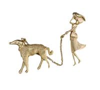 POPETPOP Spilla in Lega da Donna, Spillo Decorativo Design Donna che Porta a Spasso Cane, Distintivo Elegante per Giacche, Maglioni e Abbigliamento Casual e Formale