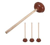 POPETPOP Sturalavandino per Rimuovere Ostruzioni con Manico in Legno 4 Pezzi in Gomma Versatile per Scarichi e Lavandini Bagno in Case ed Emergenze