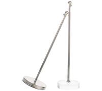 POPETPOP Supporto Per Bandiera Da Tavolo in Acciaio 2 Pezzi, Base Crystal Con Foro Centrale, Asta Telescopica Per Bandiera Da Ufficio e Casa, Accessorio Per Esposizione Eventi e Feste