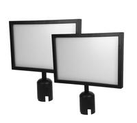 POPETPOP Supporto per Cartello Porta Cartello in Acciaio Inox A4 Orizzontale Set da 2, Cornice per Segnaletica di Controllo della Folla, Montante per Barriere, Adatto per Aeroporti e Spazi