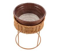 POPETPOP Supporto per Fiori in Rattan Mini Portavaso da Tavolo per Piante Organizer Compatto per Interni Stand Leggero e Portatile per Balcone e Scrivania