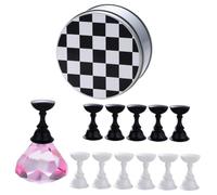 POPETPOP Supporto per Unghie a Scacchiera Base per Esercitarsi le Unghie Set con 12 Pedine Magnetiche Rosa per Manicure Professionale e Uso Domestico