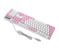 POPETPOP Tastiera da Gioco 104 Tasti Filo, Rgb, ABS Rosa | Tasti Sospesi, Piastra Rinforzata, Supporto Pieghevole, Cavo 1, 4m, per Computer e Ufficio