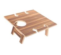 POPETPOP Tavolo da Vino da Esterno in Legno per Giardino e Campeggio Porta Bicchieri e Spazio per Frutta Tavolo Pieghevole e Portatile