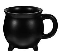 POPETPOP Tazza da Caffè in Ceramica Nero Manico Grande Design Unico a Forma di Calderone Strega per Casa e Caffè Capacità 450ml Stile Elegante e Semplice