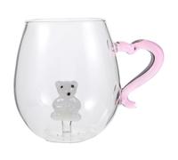 POPETPOP Tazza da Tè Trasparente in Vetro 400 Ml con Statuetta Orso Polare Interna Tazza di Latte e Cioccolata Calda Natalizia Decorazione Festiva per Casa e Ufficio