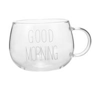 POPETPOP Tazza in Vetro Termoresistente con Manico per Latte e Colazione Bicchiere Trasparente per Cereali Yogurt e Tè per Uso Domestico e Ufficio