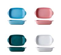 POPETPOP Teglia da Forno in Ceramica Blu per Lasagne e Pane Resistente ad Alta Temperatura e Adatta al Microonde per Conservare gli Avanzi e Arrostire