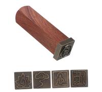 POPETPOP Timbri in Legno con Motivi Zen di Stilizzate e Calligrafia Sigilli Cinesi Quadrati Intagliati a Mano per Pittura Ceramica e Scrapbooking Compatti e Durevoli