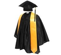POPETPOP Tocco e Toga Laurea, Set Taglia 26, Cotone Nero | Cerimonia per Scuola Materna e Prescolare, Completo Unisex Fascia e Diploma, Taglia M