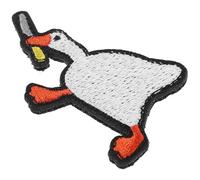 POPETPOP Toppa Ricamata a Forma di Oca Bianca in Poliestere per Decorare e Rinforzare Pantaloni e Vestiti, Applique Raffinata e Bella per Abbigliamento Fai da Te