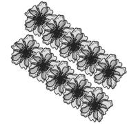POPETPOP Toppe da Cucire con Ricamo Floreale 3d 10 in Organza Nera Applique Termoadesive per Coprire Macchie e Buchi, Accessori per Abbigliamento