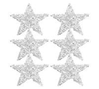 POPETPOP Toppe Termoadesive Applicazione Facile 6 Pezzi a Forma di Stella Strass Argento per Tessuti e Pelle per Decorazioni di Abiti da Festa e Vacanze