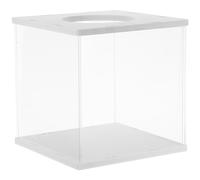 POPETPOP Urna Trasparente Quadrata 20X20X20 CM con Fessura per Lotteria Contenitore per Schede Elettorali e Raccolta Fondi Scatola Portatile per Donazioni e Concorsi ad Eventi