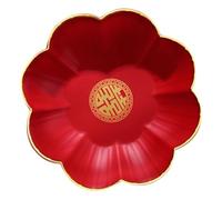 POPETPOP Vassoio da Tè Cinese per Matrimoni a Forma di Fiore Piccolo Vassoio Portafrutta Festivo Rosso Motivi Tradizionali Piatto Porta Snack Riutilizzabile per Feste e Cerimonie