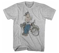 Popeye Front Print Gray Adulto Manga Corta Camiseta Colour14 Grey M