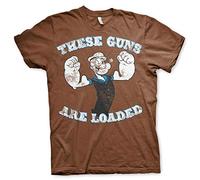 Popeye Guns Are Loaded Maglietta grigio scuro, Marrone, XL