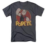 Popeye Logo Spinach Flex Retro Vintage Style Cartoon Adult Tee T-Shirt Black L