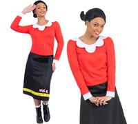 Popeye Oliva Oyl Costume Donna 80s Cartoon Vestito UK 8-18