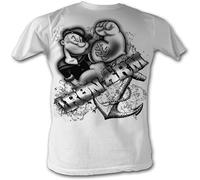 Popeye T Shirt The Sailorman Iron Arm Adult Tee Shirt Men's Male White XL