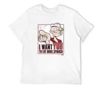 Popeye Tall T-Shirt Eat More Spinach Tee T-Shirt WhiteM