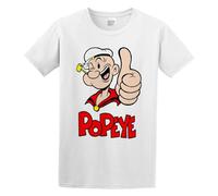 Popeye The Sailor Man LogoT Shirt Casual Girocollo Facile Tee Comoda T-shirt Bianco, bianco, M