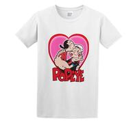 Popeye The Sailor Man Popeye And Olive OYL Popeye Cartoon T-Shirt White S