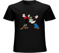 Popeye The Sailor Man Popeye E Olivia Palito Men Cotton T Shirt Black XL