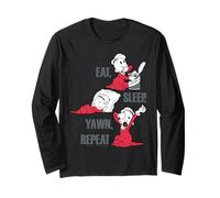 Popeye The Sailor Man Swee'Pea Eat Sleep Yawn Repeat Maglia a Manica
