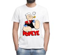 Popeye The Sailor Red Logo T-Shirt Classica da Uomo Girocollo Maniche Corte 4X-Large