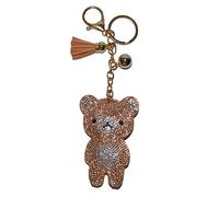 Popfizzy Bling portachiavi accessori per donne, carino portachiavi con strass, chiavi auto, ciondoli per borse, ciondoli per borse, Orso bruno (oro), taglia unica
