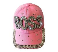 Popfizzy Cappello da Baseball Bling Boss da Donna, miglior Regalo per Donne, Cappello da Boss con Strass, Regalo per Donne Capo, Boss (Rosa), Taglia Unica
