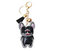 Popfizzy Portachiavi con strass da donna, portachiavi con strass, regalo per chiavi dell'auto, graziosi ciondoli per borse, Bulldog francese nero (oro), Large