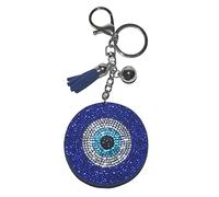 Popfizzy Portachiavi con strass per donne, ciondoli per borse, zaini per ragazze, portachiavi, portachiavi con ciondolo per borsa in cristallo, Evil Eye Blu Scuro, 3 inches x 3 inches x 0.5 inches