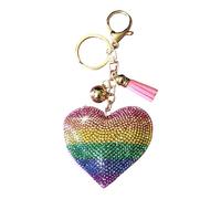 Popfizzy Portachiavi con strass per donne, ciondoli per chiavi auto, portachiavi luccicanti, graziosi ciondoli per borse, Cuore arcobaleno (oro), taglia unica