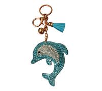 Popfizzy Simpatico portachiavi accessori per donne e ragazze, portachiavi con strass, portachiavi per auto, Dolphin Aqua (Oro), taglia unica