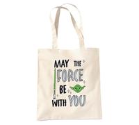Popfunk Star Wars May The Force Be With You Grocery Travel Reusable Tote Bag, Natural, 38x42cm Tote Bag Unisex - Adulto (Pacco da 1)