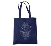 Popfunk Star Wars Millenium Falcon Schematic Grocery Travel Reusable Tote Bag, Navy, 38x42cm Tote bag Unisex - Adulto (Pacco da 1)